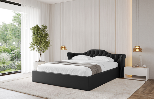 Bezug: Kunstleder, Farbe: Schwarz - Soft 11, Stoffbeschreibung: Polsterstoff Soft: Leicht zu reinigendes Lederimitat, scheuerfest (100.000 Martindale-Zyklen), lichtecht (6), reibecht (4-5), 100 % PU (Oberseite) + 75 % PES mit 25 % CO (Unterseite), Zimmer: Schlafzimmer, Länge: 215 cm, Breite: 136 cm, Höhe: 81 cm, Größe: 120x200 cm, Länge der Schlaffläche: 200 cm, Breite der Schlaffläche: 120 cm, Liegehöhe: 48 cm, Matratze: Mit H3 / H4 Taschenfederkern Matratze, Höhe der Matratze: 25 cm, Matratzentyp: Taschenfederkernmatratze, Bettkasten: Ja, Anzahl der Bettkasten: 1, Höhe der Bettkasten: 30 cm, Höhe des Kopfteils: 81 cm, Dicke des Kopfteils: 13 cm, Gepolsterte Rückseite: Nein - 1