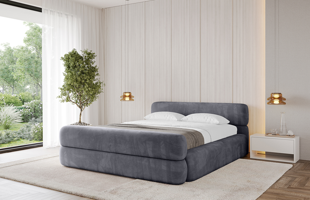 Bezug: Samt, Farbe: Dunkelgrau - Casablanca 2315, Stoffbeschreibung: Polsterstoff Casablanca: „Pet-friendly“, leicht zu reinigen (CleanBOO+), wasserabweisend mit Lotuseffekt, scheuerfest (45.000 Martindale-Zyklen), Gewicht 310 g/m² ±5 %, Zimmer: Schlafzimmer, Länge: 226 cm, Breite: 152 cm, Höhe: 81 cm, Größe: 120x200 cm, Länge der Schlaffläche: 200 cm, Breite der Schlaffläche: 120 cm, Liegehöhe: 48 cm, Matratze: Mit H3 / H4 Taschenfederkern Matratze, Höhe der Matratze: 25 cm, Matratzentyp: Taschenfederkernmatratze, Bettkasten: Ja, Anzahl der Bettkasten: 1, Höhe der Bettkasten: 30 cm, Höhe des Kopfteils: 81 cm, Dicke des Kopfteils: 13 cm, Dicke des Fußteils: 7 cm, Gepolsterte Rückseite: Nein - 1