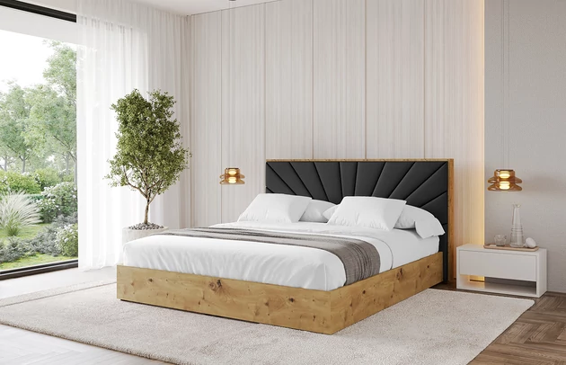 Bezug: Kunstleder, Farbe: Schwarz - Soft 11, Stoffbeschreibung: Polsterstoff SOFT:Leicht zu reinigendes Lederimitat. scheuerfest (100.000 Martindale-Zyklen). lichtecht (6). reibecht (4-5). 100%PU (Oberseite) + 75%PES mit 25%CO (Unterseite), Zimmer: Schlafzimmer, Länge: 220 cm, Breite: 140 cm, Höhe: 107 cm, Größe: 120x200 cm, Länge der Schlaffläche: 200 cm, Breite der Schlaffläche: 120 cm, Liegehöhe: 48 cm, Matratze: Mit H3 / H4 Taschenfederkern Matratze, Höhe der Matratze: 25 cm, Matratzentyp: Taschenfederkernmatratze, Bettkasten: Ja, Anzahl der Bettkasten: 1, Höhe der Bettkasten: 30 cm, Höhe des Kopfteils: 107 cm, Dicke des Kopfteils: 8 cm, Gepolsterte Rückseite: Nein - 1