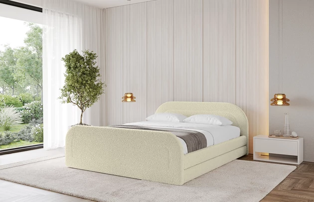 Bezug: Bouclé, Farbe: Beige - Quelle 02, Stoffbeschreibung: Polsterstoff Quelle: hochwertiger Bouclé Stoff, strapazierfähig, atmungsaktiv und pflegeleicht. (80.000 Martindale-Zyklen) 100 % PES, pillingarm(4-5), Gewicht 315 g/m² ±5 %, Zimmer: Schlafzimmer, Länge: 224 cm, Breite: 168 cm, Höhe: 81 cm, Größe: 140x200 cm, Länge der Schlaffläche: 200 cm, Breite der Schlaffläche: 140 cm, Matratze: Mit H3 / H4 Taschenfederkern Matratze, Höhe der Matratze: 25 cm, Bettkasten: Ja, Anzahl der Bettkasten: 1, Höhe der Bettkasten: 33 cm, Höhe des Kopfteils: 81 cm, Dicke des Kopfteils: 8 cm, Dicke des Fußteils: 7 cm, Gepolsterte Rückseite: Nein - 1
