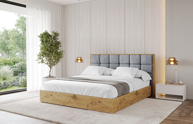 Bezug: Samt, Farbe: Grau - Casablanca 2314, Stoffbeschreibung: Polsterstoff Casablanca: „Pet-friendly“, leicht zu reinigen (CleanBOO+), wasserabweisend mit Lotuseffekt, scheuerfest (45.000 Martindale- Zyklen), Gewicht 310g/m2 ±5 %, Zimmer: Schlafzimmer, Länge: 220 cm, Breite: 140 cm, Höhe: 107 cm, Größe: 120x200 cm, Länge der Schlaffläche: 200 cm, Breite der Schlaffläche: 120 cm, Liegehöhe: 48 cm, Matratze: Mit H3 / H4 Taschenfederkern Matratze, Höhe der Matratze: 25 cm, Matratzentyp: Taschenfederkernmatratze, Bettkasten: Ja, Anzahl der Bettkasten: 1, Höhe der Bettkasten: 30 cm, Höhe des Kopfteils: 107 cm, Dicke des Kopfteils: 8 cm, Gepolsterte Rückseite: Nein - 1