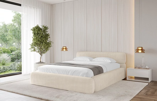 Bezug: Cord, Farbe: Beige - Poso 105, Stoffbeschreibung: POSO ist ein angenehm anzufühlender Velours mit Kordstruktur (35000 MartindaleZyklen) und leicht zu reinigender Möbellstoff, lichtecht (5) und pillingarm (5), Gewicht 380 g/m2 ±5%, Zimmer: Schlafzimmer, Länge: 226 cm, Breite: 152 cm, Höhe: 81 cm, Größe: 120x200 cm, Länge der Schlaffläche: 200 cm, Breite der Schlaffläche: 120 cm, Liegehöhe: 48 cm, Matratze: Mit H3 / H4 Taschenfederkern Matratze, Höhe der Matratze: 25 cm, Matratzentyp: Taschenfederkernmatratze, Bettkasten: Ja, Anzahl der Bettkasten: 1, Höhe der Bettkasten: 30 cm, Höhe des Kopfteils: 81 cm, Dicke des Kopfteils: 8 cm, Gepolsterte Rückseite: Nein - 1