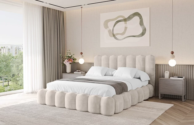 Bezug: Velvet, Farbe: Beige - Casablanca 2301, Stoffbeschreibung: Polsterstoff Casablanca: „Pet-friendly“, leicht zu reinigen (CleanBOO+), wasserabweisend mit Lotuseffekt, scheuerfest (45.000 Martindale- Zyklen), Gewicht 310g/m2 ±5 %, Zimmer: Schlafzimmer, Länge: 224 cm, Breite: 148 cm, Höhe: 110 cm, Größe: 120x200 cm, Länge der Schlaffläche: 200 cm, Breite der Schlaffläche: 120-cm, Liegehöhe: 48 cm, Matratze: Mit H3 / H4 Taschenfederkern Matratze, Höhe der Matratze: 25 cm, Matratzentyp: Taschenfederkernmatratze, Bettkasten: Ja, Anzahl der Bettkasten: 1, Höhe der Bettkasten: 33 cm, Höhe des Kopfteils: 110 cm, Dicke des Kopfteils: 8 cm, Gepolsterte Rückseite: Nein - 1