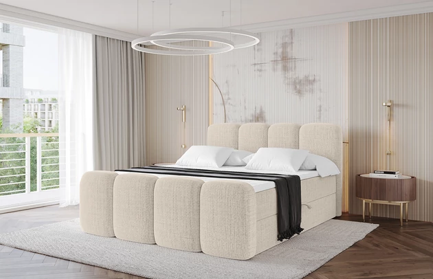 Bezug: Flechtstoff, Farbe: Beige - Aragon 03, Stoffbeschreibung: polsterstoff-aragon-hochwertige-und-elegante-strukturweich-und-angenehm-im-griffscheuerfest-45-000-60000-zyklen-gewicht-von-340-g-m2reibungswiderstand-4-5, Zimmer: Schlafzimmer, Länge: 212 cm, Breite: 200 cm, Höhe: 115 cm, Größe: 200x200 cm, Länge der Schlaffläche: 200 cm, Breite der Schlaffläche: 200 cm, Liegehöhe: 55 cm, Härtegrad der Matratze: H3, Höhe der Matratze: 20 cm, Matratze: Bonellfederung, Farbe des Toppers: Weiß, Höhe des Toppers: 5 cm, Material des Toppers: Schaumstoff, Bettkasten: Ja, Anzahl der Bettkasten: 2, Höhe der Bettkasten: 30 cm, Höhe des Kopfteils: 115 cm, Material der Füße: Plastik, Höhe der Füße: 2 cm, Dicke des Kopfteils: 8 cm, Dicke des Fußteils: 7 cm, Gepolsterte Rückseite: Nein - 1