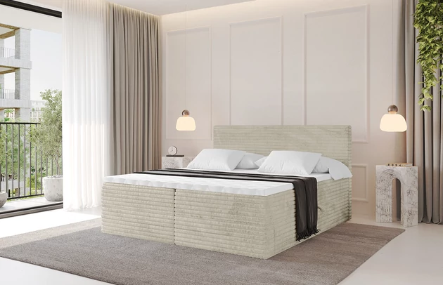 Bezug: Cord, Farbe: Creme - Tilia 03, Stoffbeschreibung: Polsterstoff Cord: angenehma Polsterstoff mit Kordstruktur (90-100 000 Martindale-Zyklen) und leicht zu reinigender Möbellstoff, pillingarm (4-5), aus 100%PES, 420 g/m2 ±5 %, Zimmer: Schlafzimmer, Länge: 207 cm, Breite: 120 cm, Höhe: 105 cm, Größe: 120x200 cm, Länge der Schlaffläche: 200 cm, Breite der Schlaffläche: 120 cm, Liegehöhe: 55 cm, Härtegrad der Matratze: H3, Höhe der Matratze: 20 cm, Matratze: Bonellfederung, Farbe des Toppers: Weiß, Höhe des Toppers: 5 cm, Material des Toppers: Schaumstoff, Bettkasten: Ja, Anzahl der Bettkasten: 2, Höhe der Bettkasten: 30 cm, Höhe des Kopfteils: 105 cm, Dicke des Kopfteils: 8 cm, Gepolsterte Rückseite: Nein - 1