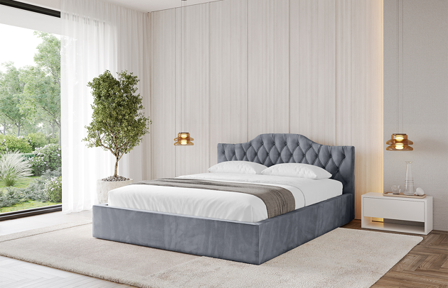 Bezug: Samt, Farbe: Grau - Casablanca 2314, Stoffbeschreibung: Polsterstoff Casablanca: „Pet-friendly“, leicht zu reinigen (CleanBOO+), wasserabweisend mit Lotuseffekt, scheuerfest (45.000 Martindale- Zyklen), Gewicht 310g/m2 ±5 %, Zimmer: Schlafzimmer, Länge: 215 cm, Breite: 136 cm, Höhe: 81 cm, Größe: 120x200 cm, Länge der Schlaffläche: 200 cm, Breite der Schlaffläche: 120 cm, Liegehöhe: 48 cm, Matratze: Mit H3 / H4 Taschenfederkern Matratze, Höhe der Matratze: 25 cm, Matratzentyp: Taschenfederkernmatratze, Bettkasten: Ja, Anzahl der Bettkasten: 1, Höhe der Bettkasten: 30 cm, Höhe des Kopfteils: 81 cm, Dicke des Kopfteils: 8 cm, Gepolsterte Rückseite: Nein - 1