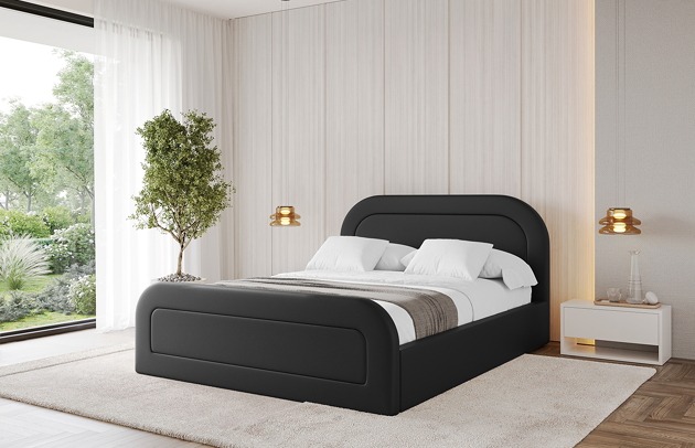 Bezug: Kunstleder, Farbe: Schwarz - Soft 11, Stoffbeschreibung: Polsterstoff SOFT:Leicht zu reinigendes Lederimitat. scheuerfest (100.000 Martindale-Zyklen). lichtecht (6). reibecht (4-5). 100%PU (Oberseite) + 75%PES mit 25%CO (Unterseite), Zimmer: Schlafzimmer, Länge: 220 cm, Breite: 136 cm, Höhe: 110 cm, Größe: 120x200 cm, Länge der Schlaffläche: 200 cm, Breite der Schlaffläche: 120 cm, Liegehöhe: 48 cm, Matratze: Mit H3 / H4 Taschenfederkern Matratze, Höhe der Matratze: 25 cm, Matratzentyp: Taschenfederkernmatratze, Bettkasten: Ja, Anzahl der Bettkasten: 1, Höhe der Bettkasten: 30 cm, Höhe des Kopfteils: 110 cm, Dicke des Kopfteils: 8 cm, Dicke des Fußteils: 7 cm, Gepolsterte Rückseite: Nein - 1