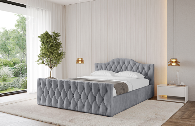 Bezug: Samt, Farbe: Hellgrau - Monolith 84, Stoffbeschreibung: MONOLITH: Wasserabweisender und leicht zu reinigender Möbelstoff, scheuerfest (100.000 Martindale-Zyklen) lichtecht (5) und pillingarm (4-5), aus 100 % PES, Gewicht 330 g/m2 ±5 %, Zimmer: Schlafzimmer, Länge: 222 cm, Breite: 216 cm, Höhe: 81 cm, Größe: 200x200 cm, Länge der Schlaffläche: 200 cm, Breite der Schlaffläche: 200 cm, Liegehöhe: 48 cm, Matratze: Mit H3 / H4 Taschenfederkern Matratze, Höhe der Matratze: 25 cm, Matratzentyp: Taschenfederkernmatratze, Bettkasten: Ja, Anzahl der Bettkasten: 1, Höhe der Bettkasten: 30 cm, Höhe des Kopfteils: 81 cm, Dicke des Kopfteils: 8 cm, Dicke des Fußteils: 7 cm, Gepolsterte Rückseite: Nein - 1