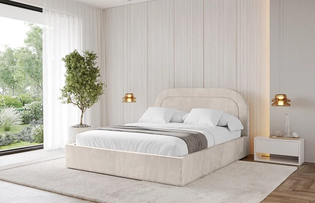 Bezug: Velvet, Farbe: Beige - Casablanca 2301, Stoffbeschreibung: Polsterstoff Casablanca: „Pet-friendly“, leicht zu reinigen (CleanBOO+), wasserabweisend mit Lotuseffekt, scheuerfest (45.000 Martindale- Zyklen), Gewicht 310g/m2 ±5 %, Zimmer: Schlafzimmer, Länge: 218 cm, Breite: 136 cm, Höhe: 110 cm, Größe: 120x200 cm, Länge der Schlaffläche: 200 cm, Breite der Schlaffläche: 120-cm, Liegehöhe: 48 cm, Matratze: Mit H3 / H4 Taschenfederkern Matratze, Höhe der Matratze: 25 cm, Matratzentyp: Taschenfederkernmatratze, Bettkasten: Ja, Anzahl der Bettkasten: 1, Höhe der Bettkasten: 30 cm, Höhe des Kopfteils: 110 cm, Dicke des Kopfteils: 8 cm, Gepolsterte Rückseite: Nein - 1