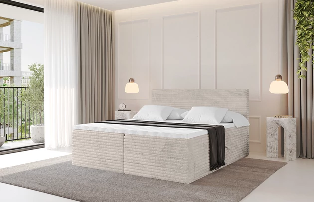 Bezug: Cord, Farbe: Creme - Tilia 01, Stoffbeschreibung: Polsterstoff Cord: angenehma Polsterstoff mit Kordstruktur (90-100 000 Martindale-Zyklen) und leicht zu reinigender Möbellstoff, pillingarm (4-5), aus 100%PES, 420 g/m2 ±5 %, Zimmer: Schlafzimmer, Länge: 207 cm, Breite: 120 cm, Höhe: 105 cm, Größe: 120x200 cm, Länge der Schlaffläche: 200 cm, Breite der Schlaffläche: 120-cm, Liegehöhe: 55 cm, Härtegrad der Matratze: H3, Höhe der Matratze: 20 cm, Matratze: Bonellfederung, Farbe des Toppers: Weiß, Höhe des Toppers: 5 cm, Material des Toppers: Schaumstoff, Bettkasten: Ja, Anzahl der Bettkasten: 2, Höhe der Bettkasten: 30 cm, Höhe des Kopfteils: 105 cm, Dicke des Kopfteils: 8 cm, Gepolsterte Rückseite: Nein - 1