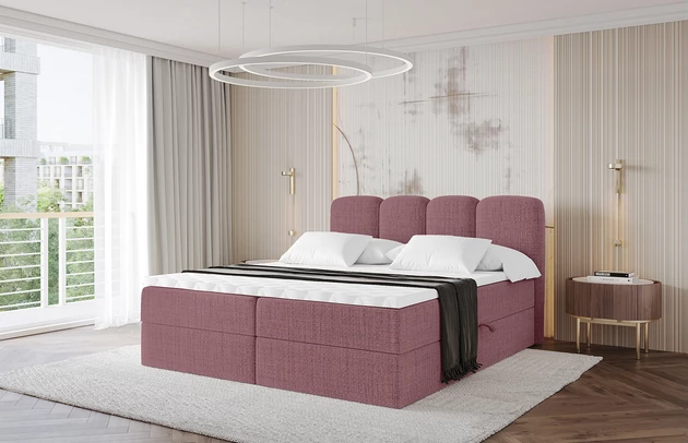 Bezug: Flechtstoff, Farbe: Altrosa - Aragon 69, Stoffbeschreibung: polsterstoff-aragon-hochwertige-und-elegante-strukturweich-und-angenehm-im-griffscheuerfest-45-000-60000-zyklen-gewicht-von-340-g-m2reibungswiderstand-4-5, Zimmer: Schlafzimmer, Länge: 207 cm, Breite: 120 cm, Höhe: 105 cm, Größe: 120x200 cm, Länge der Schlaffläche: 200 cm, Breite der Schlaffläche: 120-cm, Liegehöhe: 55 cm, Härtegrad der Matratze: H3, Höhe der Matratze: 20 cm, Matratze: Bonellfederung, Farbe des Toppers: Weiß, Höhe des Toppers: 5 cm, Material des Toppers: Schaumstoff, Bettkasten: Ja, Anzahl der Bettkasten: 2, Höhe der Bettkasten: 30 cm, Höhe des Kopfteils: 105 cm, Material der Füße: Plastik, Höhe der Füße: 2 cm, Dicke des Kopfteils: 8 cm, Dicke des Fußteils: 7 cm, Gepolsterte Rückseite: Nein - 1