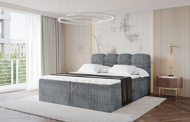 Bezug: Cord, Farbe: Dunkelgrau - Tilia 90, Stoffbeschreibung: Polsterstoff Cord: angenehma Polsterstoff mit Kordstruktur (90-100 000 Martindale-Zyklen) und leicht zu reinigender Möbellstoff, pillingarm (4-5), aus 100%PES, 420 g/m2 ±5 %, Zimmer: Schlafzimmer, Länge: 207 cm, Breite: 120 cm, Höhe: 105 cm, Größe: 120x200 cm, Länge der Schlaffläche: 200 cm, Breite der Schlaffläche: 120 cm, Liegehöhe: 55 cm, Härtegrad der Matratze: H3, Höhe der Matratze: 20 cm, Matratze: Bonellfederung, Farbe des Toppers: Weiß, Höhe des Toppers: 5 cm, Material des Toppers: Schaumstoff, Bettkasten: Ja, Anzahl der Bettkasten: 2, Höhe der Bettkasten: 30 cm, Höhe des Kopfteils: 105 cm, Material der Füße: Plastik, Höhe der Füße: 2 cm, Dicke des Kopfteils: 8 cm, Dicke des Fußteils: 7 cm, Gepolsterte Rückseite: Nein - 1