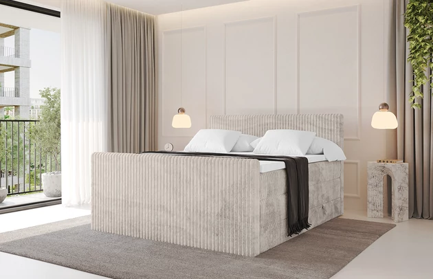 Stoffbeschreibung: Polsterstoff Cord: angenehma Polsterstoff mit Kordstruktur (90-100 000 Martindale-Zyklen) und leicht zu reinigender Möbellstoff, pillingarm (4-5), aus 100%PES, 420 g/m2 ±5 %, Bezug: Cord, Farbe: Creme - Tilia 01, Zimmer: Schlafzimmer, Länge: 215 cm, Breite: 120 cm, Höhe: 115 cm, Größe: 120x200 cm, Länge der Schlaffläche: 200 cm, Breite der Schlaffläche: 120-cm, Liegehöhe: 73 cm, Härtegrad der Matratze: H3 und H4, Höhe der Matratze: 20 cm, Matratze: Multipocketfederung/Bonellfederung, Farbe des Toppers: Weiß, Höhe des Toppers: 5 cm, Material des Toppers: Schaumstoff, Bettkasten: Ja, Anzahl der Bettkasten: 2, Höhe des Bettkastens: 30 cm, Höhe des Kopfteils: 115 cm, Material der Füße: Plastik, Höhe der Füße: 2 cm, Dicke des Kopfteils: 8 cm, Dicke des Fußteils: 7 cm, Gepolsterte Rückseite: Nein, Höhe der Bettkasten: 30 cm - 1