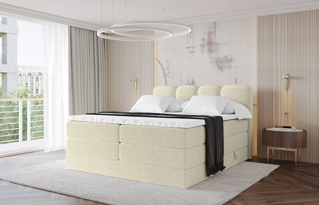 Bezug: Bouclé, Farbe: Beige - Quelle 02, Stoffbeschreibung: Polsterstoff Quelle: hochwertiger Bouclé Stoff, strapazierfähig, atmungsaktiv und pflegeleicht. (80.000 Martindale-Zyklen) 100 % PES, pillingarm(4-5), Gewicht 315 g/m² ±5 %, Zimmer: Schlafzimmer, Länge: 207 cm, Breite: 120 cm, Höhe: 115 cm, Größe: 120x200 cm, Länge der Schlaffläche: 200 cm, Breite der Schlaffläche: 120 cm, Liegehöhe: 73 cm, Härtegrad der Matratze: h3-h4, Höhe der Matratze: 20+18 cm, Matratze: Multipocketfederung und Bonellfederung, Farbe des Toppers: Weiß, Höhe des Toppers: 5 cm, Material des Toppers: Schaumstoff, Bettkasten: Ja, Anzahl der Bettkasten: 2, Höhe der Bettkasten: 30 cm, Höhe des Kopfteils: 115 cm, Material der Füße: Kunststoff, Höhe der Füße: 1,5 cm, Dicke des Kopfteils: 7 cm, Dicke des Fußteils: 7 cm, Gepolsterte Rückseite: Nein - 1