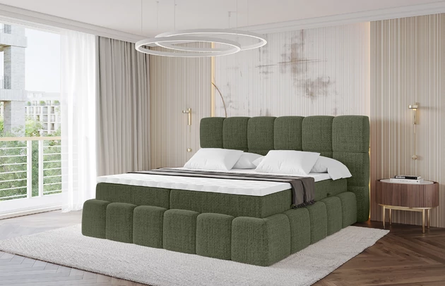 Material: Holz, Bezug: Flechtstoff, Farbe: Grün - Aragon 39, Stoffbeschreibung: polsterstoff-aragon-hochwertige-und-elegante-strukturweich-und-angenehm-im-griffscheuerfest-45-000-60000-zyklen-gewicht-von-340-g-m2reibungswiderstand-4-5, Zimmer: Schlafzimmer, Länge: 238 cm, Breite: 140 cm, Höhe: 113 cm, Größe: 140x200 cm, Länge der Schlaffläche: 200 cm, Breite der Schlaffläche: 140 cm, Liegehöhe: 54 cm, Härtegrad der Matratze: H3, Matratze: Bonellfederung, Farbe des Toppers: Weiß, Höhe des Toppers: 5 cm, Material des Toppers: Schaumstoff, Bettkasten: Ja, Anzahl der Bettkasten: 2, Höhe des Kopfteils: 113 cm, Material der Füße: Plastik, Höhe der Füße: 2 cm, Gepolsterte Rückseite: Nein, Stil: Modern - 1