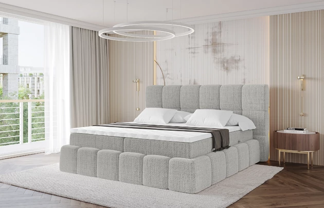 Material: Holz, Bezug: Flechtstoff, Farbe: Hellgrau - Aragon 80, Stoffbeschreibung: polsterstoff-aragon-hochwertige-und-elegante-strukturweich-und-angenehm-im-griffscheuerfest-45-000-60000-zyklen-gewicht-von-340-g-m2reibungswiderstand-4-5, Zimmer: Schlafzimmer, Länge: 238 cm, Breite: 140 cm, Höhe: 113 cm, Größe: 140x200 cm, Länge der Schlaffläche: 200 cm, Breite der Schlaffläche: 140 cm, Liegehöhe: 54 cm, Härtegrad der Matratze: H3, Matratze: Bonellfederung, Farbe des Toppers: Weiß, Höhe des Toppers: 5 cm, Material des Toppers: Schaumstoff, Bettkasten: Ja, Anzahl der Bettkasten: 2, Höhe des Kopfteils: 113 cm, Material der Füße: Plastik, Höhe der Füße: 2 cm, Gepolsterte Rückseite: Nein, Stil: Modern - 1