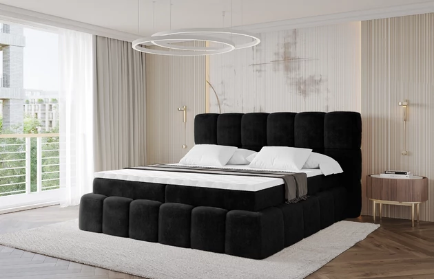 Material: Holz, Bezug: Kunstfell, Farbe: Schwarz - Lapitt 19, Stoffbeschreibung: Polsterstoff LAPITT: besonders weicher und dichter Stoff von hoher Qualität, Zusammensetzung 100%PES, scheuerfest (60000 Zyklen), Gewicht von 315 g/m2 ± 5% ,Reibungswiderstand 4–11, Zimmer: Schlafzimmer, Länge: 238 cm, Breite: 120 cm, Höhe: 113 cm, Größe: 120x200 cm, Länge der Schlaffläche: 200 cm, Breite der Schlaffläche: 120 cm, Liegehöhe: 54 cm, Härtegrad der Matratze: H3, Matratze: Bonellfederung, Farbe des Toppers: Weiß, Höhe des Toppers: 5 cm, Material des Toppers: Schaumstoff, Bettkasten: Ja, Anzahl der Bettkasten: 2, Höhe des Kopfteils: 113 cm, Material der Füße: Plastik, Höhe der Füße: 2 cm, Gepolsterte Rückseite: Nein, Stil: Modern - 1