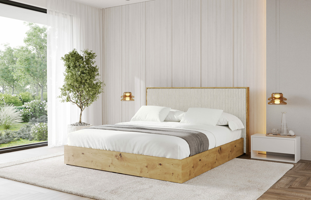 Bezug: Cord, Farbe: Creme - Tilia 01, Stoffbeschreibung: Polsterstoff Cord: angenehma Polsterstoff mit Kordstruktur (90.000 - 100.000 Martindale-Zyklen) leicht zu reinigender Möbellstoff, pillingarm (4-5), aus 100 %PES, 420 g/m2 ±5 %, Zimmer: Schlafzimmer, Länge: 220 cm, Breite: 140 cm, Höhe: 107 cm, Größe: 120x200 cm, Länge der Schlaffläche: 200 cm, Breite der Schlaffläche: 120 cm, Liegehöhe: 48 cm, Matratze: Mit H3 / H4 Taschenfederkern Matratze, Höhe der Matratze: 25 cm, Matratzentyp: Taschenfederkernmatratze, Bettkasten: Ja, Anzahl der Bettkasten: 1, Höhe der Bettkasten: 30 cm, Höhe des Kopfteils: 107 cm, Gepolsterte Rückseite: Nein - 1