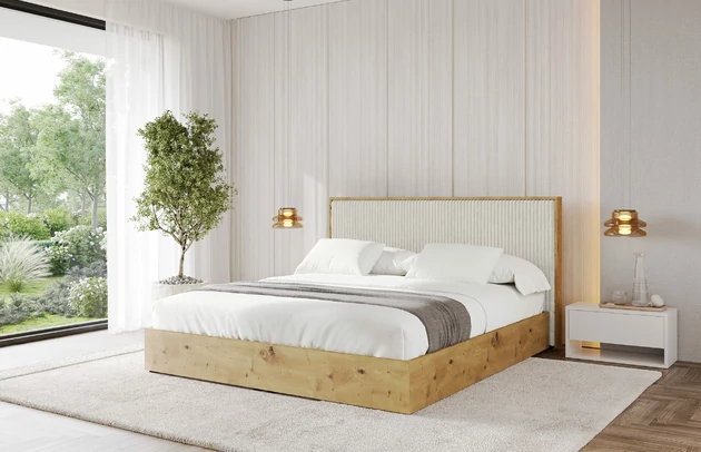 Bezug: Cord, Farbe: Creme - Tilia 01, Stoffbeschreibung: Polsterstoff Cord: angenehma Polsterstoff mit Kordstruktur (90.000 - 100.000 Martindale-Zyklen) leicht zu reinigender Möbellstoff, pillingarm (4-5), aus 100 %PES, 420 g/m2 ±5 %, Zimmer: Schlafzimmer, Länge: 220 cm, Breite: 140 cm, Höhe: 107 cm, Größe: 120x200 cm, Länge der Schlaffläche: 200 cm, Breite der Schlaffläche: 120-cm, Liegehöhe: 48 cm, Matratze: Mit H3 / H4 Taschenfederkern Matratze, Höhe der Matratze: 25 cm, Matratzentyp: Taschenfederkernmatratze, Bettkasten: Ja, Anzahl der Bettkasten: 1, Höhe der Bettkasten: 30 cm, Höhe des Kopfteils: 107 cm, Gepolsterte Rückseite: Nein - 1