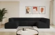 Bezug: Cord, Farbe: Schwarz - Tilia 100, Stellvariante: Ottomane Links, Stoffbeschreibung: Polsterstoff Cord: angenehma Polsterstoff mit Kordstruktur (90-100 000 Martindale-Zyklen) und leicht zu reinigender Möbellstoff, pillingarm (4-5), aus 100%PES, 420 g/m2 ±5 %, Materialzusammensetzung: 100% Polyester, Pilling Resistenz: 4, Abriebfestigkeit: 5, Scheuerbeständigkeit: 100000 Martindale-Zyklen, Zimmer: Wohnzimmer, Tiefe: 180 cm, Breite: 345 cm, Höhe: 78 cm, Anzahl der Sitzflächen: 6, Sitzfüllung: Schaum HR35 20 cm, Art der Rückenkissen: Rückenlehne - feste, Annzahl der Sitzkissen: 5, Material der Füße: Kunststoff, Höhe der Füße: 4 cm, Breite der Ottomane: 106 cm, Tiefe der Ottomane: 156 cm, Tiefe der Sitzfläche: 60 cm, Sitzhöhe: 40 cm - 1
