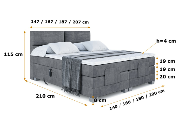 Elektrisches Boxspringbett MAYA EL - 6