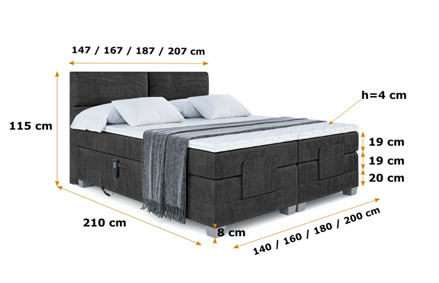 Elektrisches Boxspringbett MAYA EL - 6