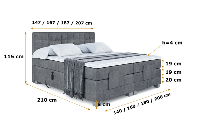Elektrisches Boxspringbett OSTO EL - 6