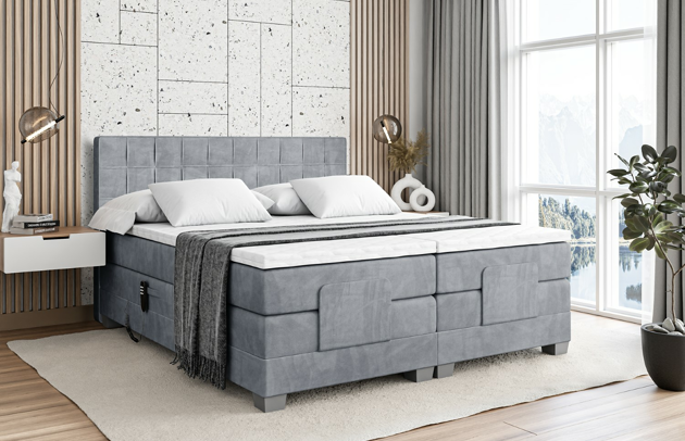 Bezug: Samt, Farbe: Grau - Casablanca 2314, Stoffbeschreibung: Polsterstoff Casablanca: „Pet-friendly“, leicht zu reinigen (CleanBOO+), wasserabweisend mit Lotuseffekt, scheuerfest (45.000 Martindale- Zyklen), Gewicht 310g/m2 ±5 %, Zimmer: Schlafzimmer, Länge: 210 cm, Breite: 187 cm, Höhe: 115 cm, Größe: 180x200 cm, Länge der Schlaffläche: 200 cm, Breite der Schlaffläche: 180 cm, Liegehöhe: 70 cm, Härtegrad der Matratze: H4, Höhe der Matratze: 38 cm, Matratze: Multipocketfederung, Farbe des Toppers: Weiß, Höhe des Toppers: 4 cm, Material des Toppers: Schaumstoff, Höhe des Kopfteils: 115 cm, Höhe der Füße: 8 cm, Dicke des Kopfteils: 10 cm, Gepolsterte Rückseite: Nein - 1
