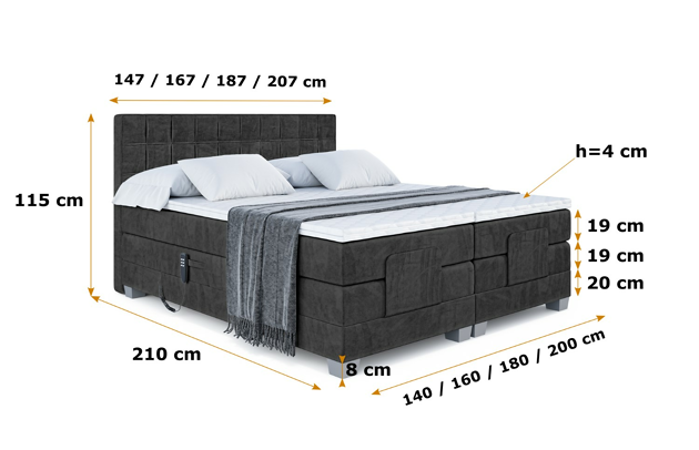 Elektrisches Boxspringbett OSTO EL - 6