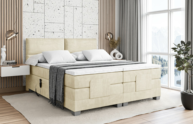 Bezug: Samt, Farbe: Beige - Monolith 4, Stoffbeschreibung: Polsterstoff Monolith: Wasserabweisender und leicht zu reinigender Möbelstoff, scheuerfest (100.000 Martindale-Zyklen) lichtecht (5) und pillingarm (4-5), aus 100 % PES, Zimmer: Schlafzimmer, Länge: 210 cm, Breite: 167 cm, Höhe: 115 cm, Größe: 160x200 cm, Länge der Schlaffläche: 200 cm, Breite der Schlaffläche: 160 cm, Liegehöhe: 70 cm, Härtegrad der Matratze: H4, Höhe der Matratze: 38 cm, Matratze: Multipocketfederung, Farbe des Toppers: Weiß, Höhe des Toppers: 4 cm, Material des Toppers: Schaumstoff, Höhe des Kopfteils: 115 cm, Höhe der Füße: 8 cm, Dicke des Kopfteils: 10 cm, Gepolsterte Rückseite: Nein - 1