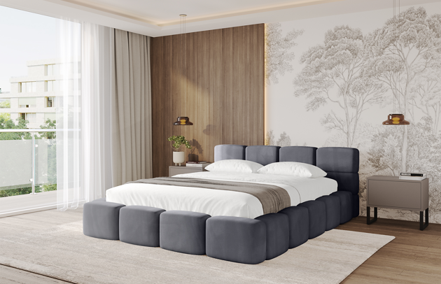 Bezug: Samt, Farbe: Dunkelgrau - Casablanca 2315, Stoffbeschreibung: Polsterstoff Casablanca: „Pet-friendly“, leicht zu reinigen (CleanBOO+), wasserabweisend mit Lotuseffekt, scheuerfest (45.000 Martindale-Zyklen), Gewicht 310 g/m² ±5 %, Zimmer: Schlafzimmer, Länge: 255 cm, Breite: 178 cm, Höhe: 81 cm, Größe: 120x200 cm, Länge der Schlaffläche: 200 cm, Breite der Schlaffläche: 120 cm, Liegehöhe: 48 cm, Matratze: Mit H3 / H4 Taschenfederkern Matratze, Höhe der Matratze: 25 cm, Matratzentyp: Taschenfederkernmatratze, Bettkasten: Ja, Anzahl der Bettkasten: 1, Höhe der Bettkasten: 33 cm, Höhe des Kopfteils: 81 cm, Dicke des Kopfteils: 13 cm, Dicke des Fußteils: 7 cm, Gepolsterte Rückseite: Nein - 1