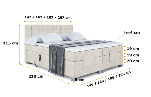 Elektrisches Boxspringbett OSTO EL - 6