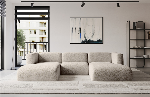 Bezug: Strukturstoff, Farbe: Beige - Bosco 08, Stellvariante: U-Form, Stoffbeschreibung: Polsterstoff BOSCO:angenehm weich und voluminös im Griff, 100%PES, scheuerfest (>100.000 Martindale-Zyklen), Gewicht 500g/m² +/-10%, lichtecht (4-5), pillingarm (4-5)., Materialzusammensetzung: 100% PU, Pilling Resistenz: 5, Abriebfestigkeit: 5, Scheuerbeständigkeit: 100000 Martindale-Zyklen, Schlaffunktion: Ohne Schlaffunktion, Zimmer: Wohnzimmer, Tiefe: 179 cm, Breite: 317 cm, Höhe: 70 cm, Liegehöhe: 40 cm, Anzahl der Sitzflächen: 4, Art der Rückenkissen: Rückenlehne - feste, Material der Füße: Kunststoff, Höhe der Füße: 2,5 cm, Tiefe der Armlehnen: 89 cm, Höhe der Armlehnen: 70 cm, Breite der Ottomane: 113 cm, Tiefe der Ottomane: 152 cm, Tiefe der Sitzfläche: 60 cm, Sitzhöhe: 40 cm, Art des Stauraumes: Nicht zutreffend - 1