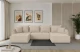 Bezug: Samt, Farbe: Beige - Dream Velvet 202.02, Stellvariante: U-Form, Stoffbeschreibung: Polsterstoff Dream Velvet: Wasserabweisender und leicht zu reinigender Möbelstoff, scheuerfest (30.000 Martindale-Zyklen) lichtecht(6), pillingarm(4-5), 100 % PES, 360 g/m2±5%, Materialzusammensetzung: 100% PU, Pilling Resistenz: 5, Abriebfestigkeit: 5, Scheuerbeständigkeit: 30000 Martindale-Zyklen, Ausstattung: Kissen, Schlaffunktion: Mit Schlaffunktion, Zimmer: Wohnzimmer, Tiefe: 194 cm, Breite: 378 cm, Höhe: 86 cm, Länge der Schlaffläche: 334 cm, Breite der Schlaffläche: 132 cm, Liegehöhe: 38 cm, Anzahl der Sitzflächen: 6, Anzahl der Rückenkissen: 4, Art der Rückenkissen: Rückenkissen, Anzahl der Zierkissen: 2, Material der Füße: Kunststoff, Höhe der Füße: 3 cm, Tiefe der Armlehnen: 91 cm, Breite der Armlehnen: 22 cm, Höhe der Armlehnen: 66 cm, Breite der Ottomane: 101 cm, Tiefe der Ottomane: 180 cm, Tiefe der Sitzfläche: 95 cm, Sitzhöhe: 38 cm, Art des Stauraumes: Innenfach geschlossen - 1