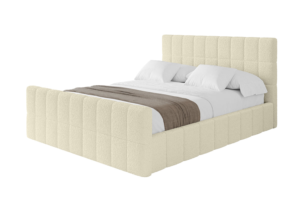 Łóżko tapicerowane AMEA-Z Bouclé, Beżowy - Quelle 02 / 120x200 cm / Z materacem