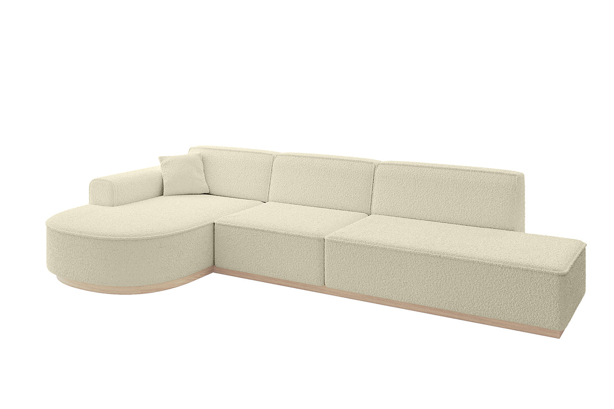 Ecksofa ARRIO-L2 Bouclé, Beige - Quelle 02 / Ottomane Links / Ohne Schlaffunktion