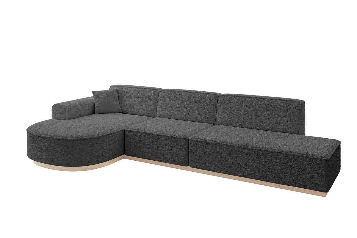 Ecksofa ARRIO-L2 Bouclé, Grau - Quelle 92 / Ottomane Links / Ohne Schlaffunktion