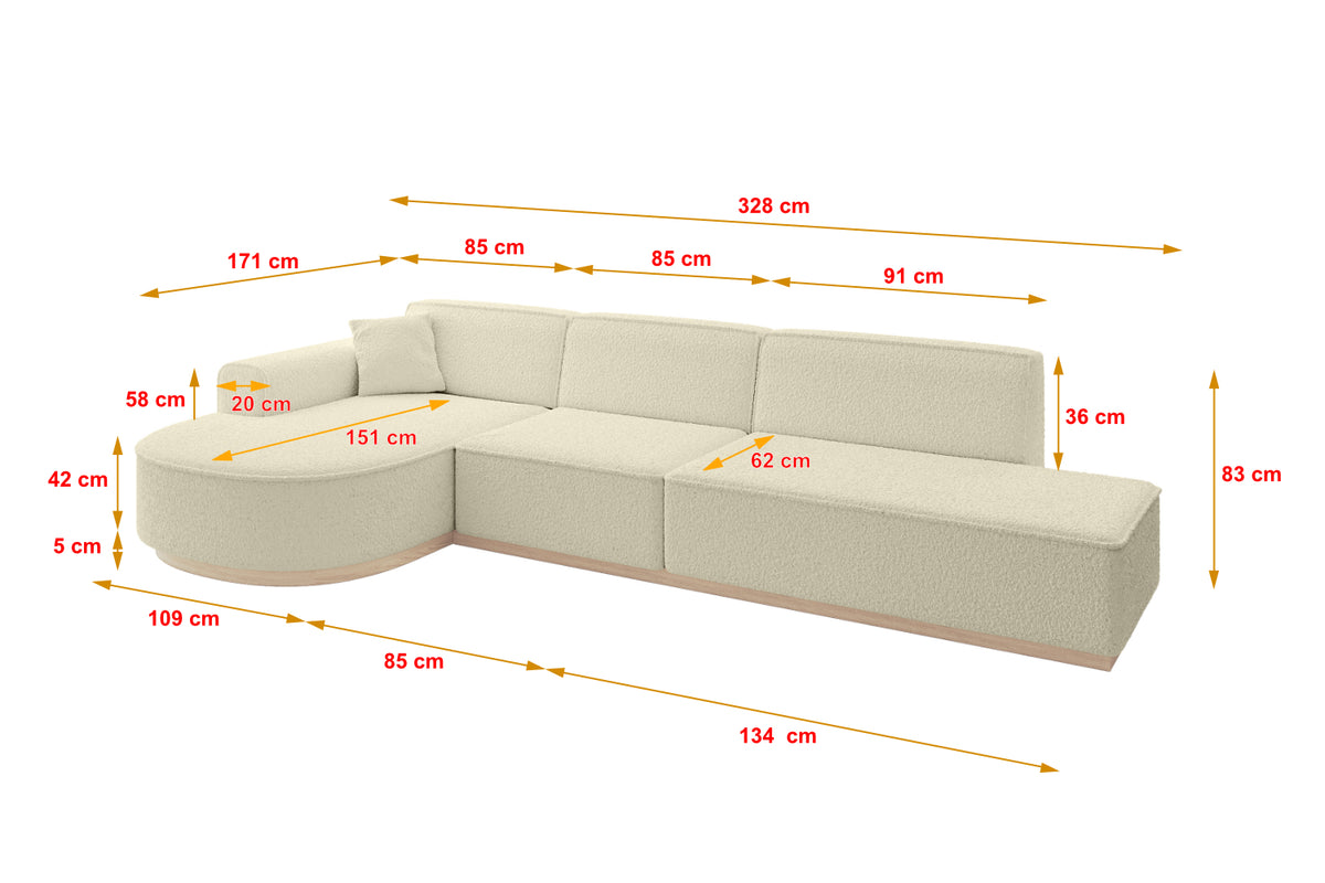 Ecksofa ARRIO-L2 Bouclé