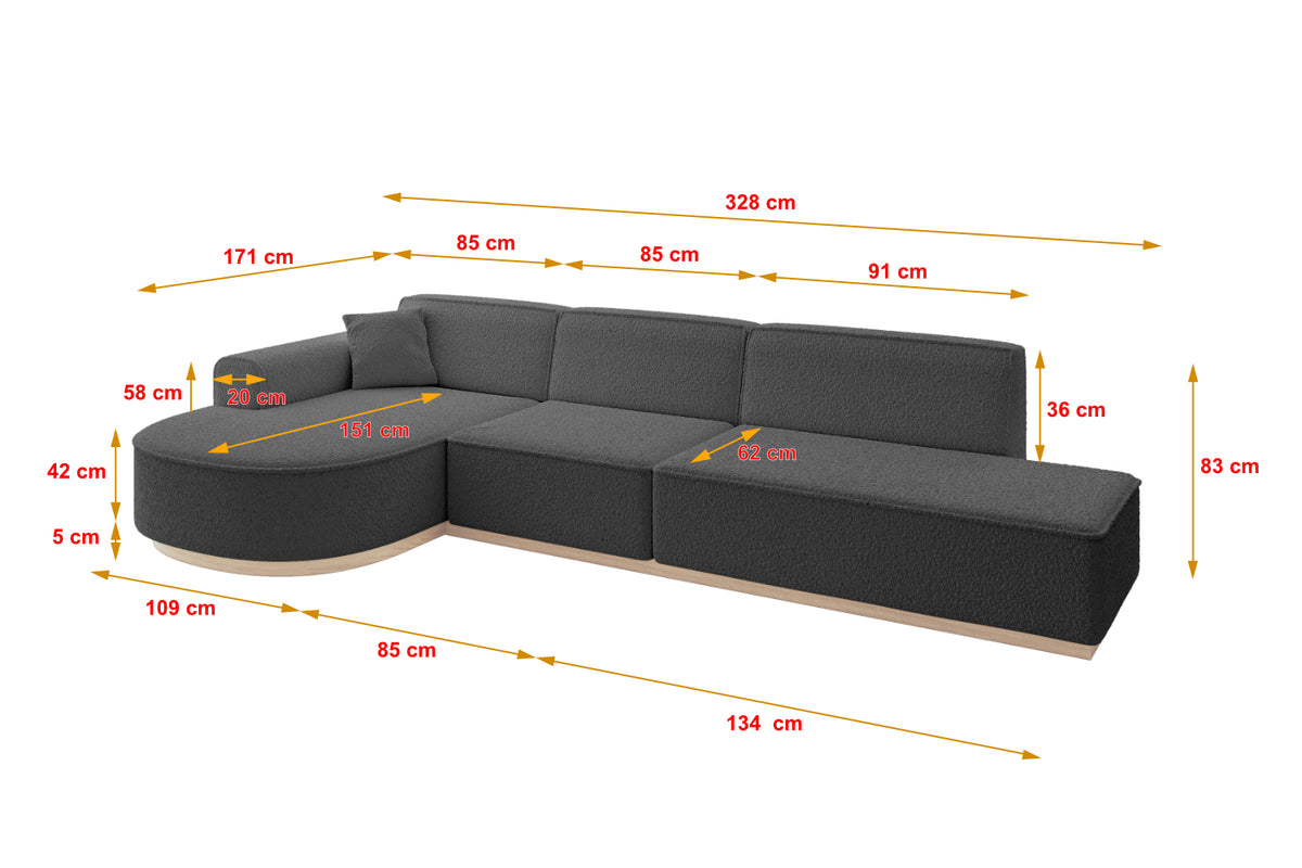 Ecksofa ARRIO-L2 Bouclé