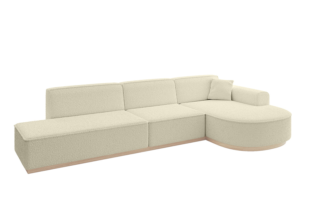 Ecksofa ARRIO-L2 Bouclé, Beige - Quelle 02 / Ottomane Rechts / Ohne Schlaffunktion