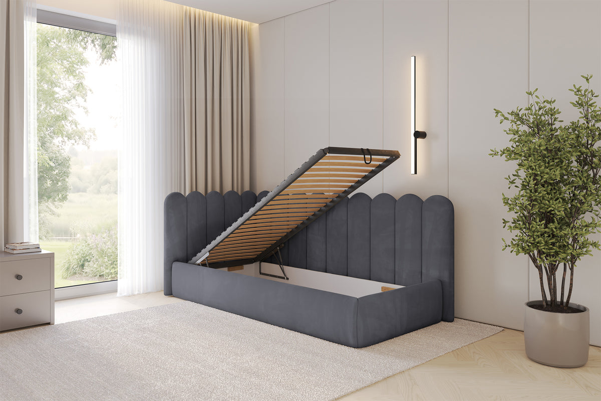 Łóżko młodzieżowe ARTY welur prawostronne
