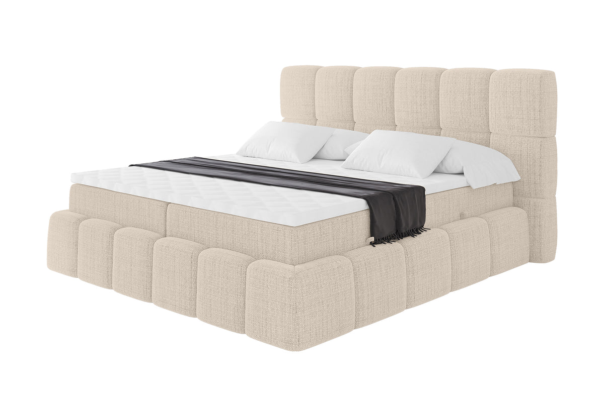 Łóżko boxspring AURI plecionka, Beżowy - Aragon 03 / 120x200 cm / H4