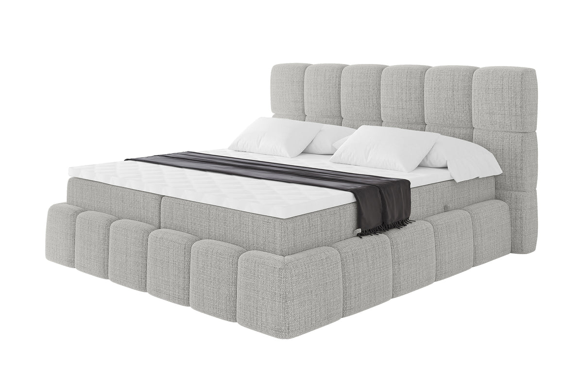 Łóżko boxspring AURI plecionka, Szary - Aragon 80 / 120x200 cm / H3