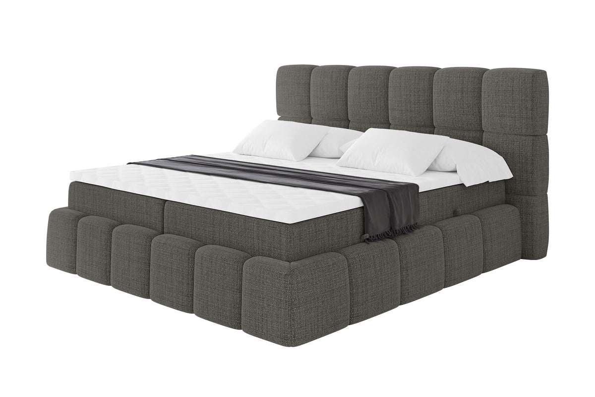 Łóżko boxspring AURI plecionka, Ciemnoszary - Aragon 97 / 120x200 cm / H3