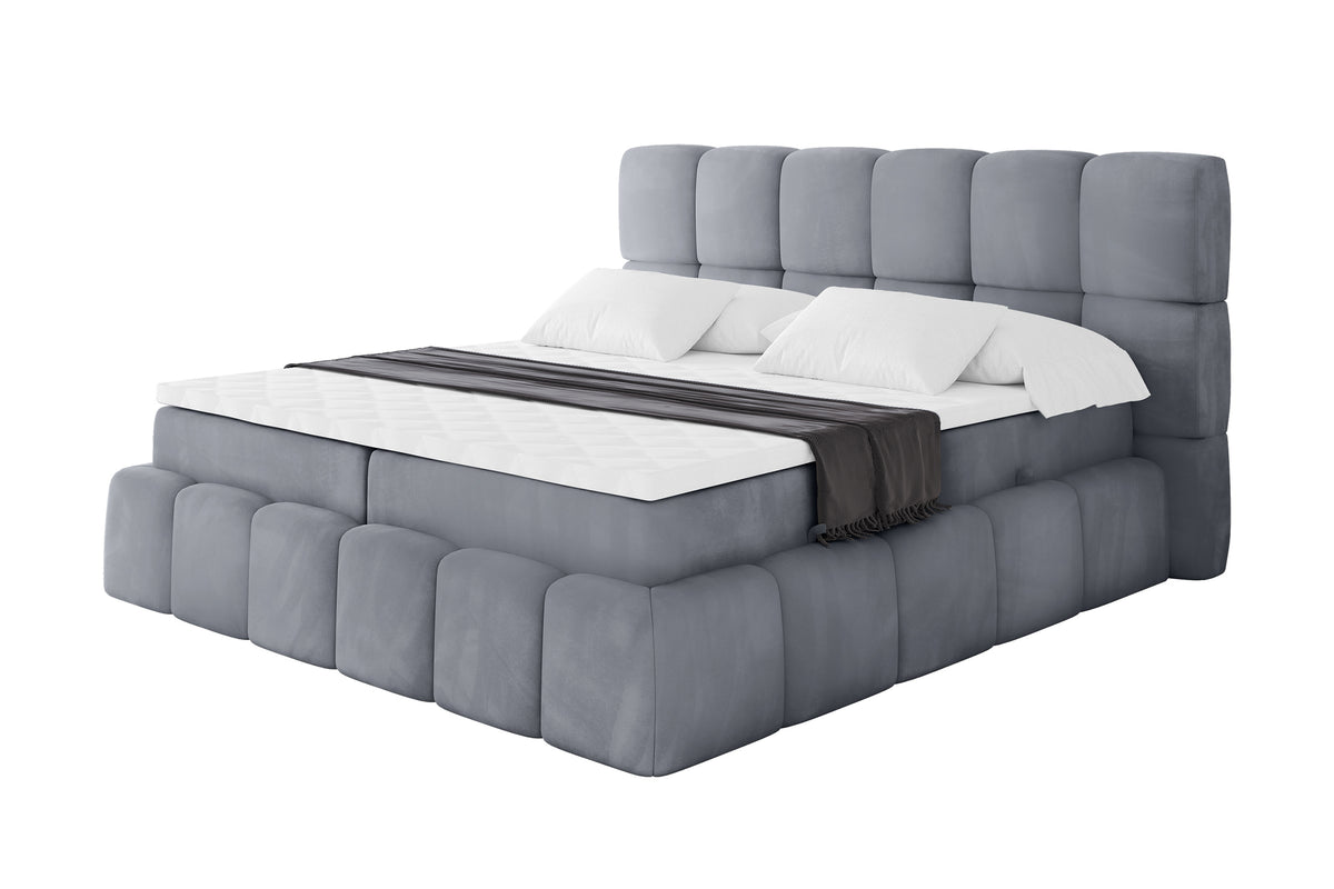 Łóżko boxspring AURI welur, Szary - Casablanca 2314 / 120x200 cm / H4