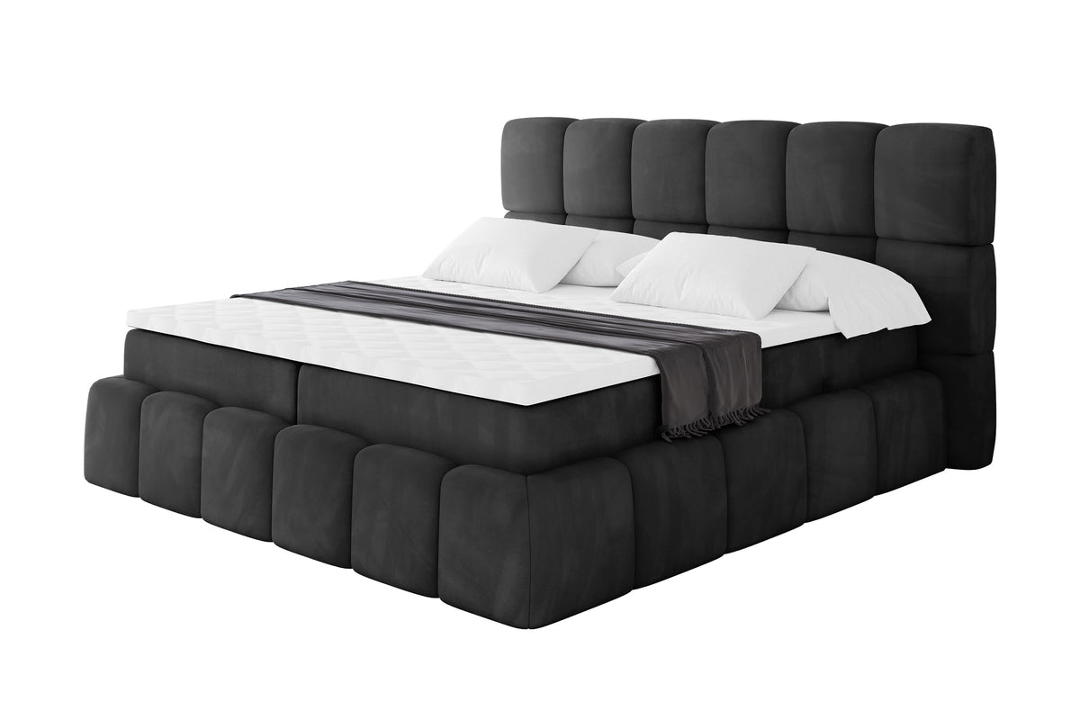 Łóżko boxspring AURI welur, Czarny - Casablanca 2316 / 120x200 cm / H4