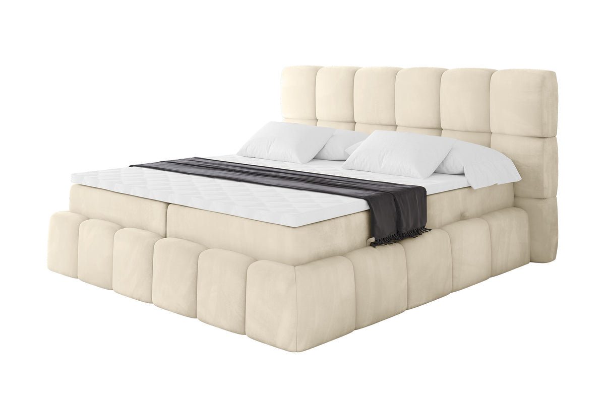 Łóżko boxspring AURI welur, Beżowy - Monolith 04 / 120x200 cm / H4