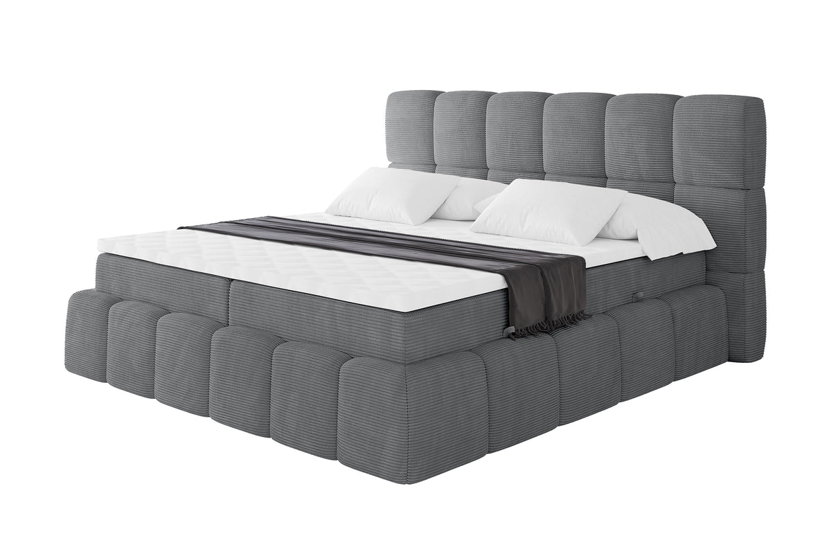 Łóżko boxspring AURI sztruks, Ciemnoszary - Poso 115 / 120x200 cm / H4
