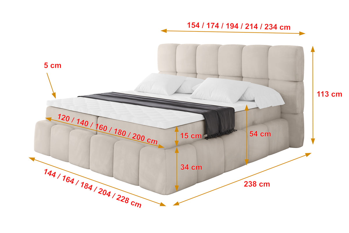 Łóżko boxspring AURI welur
