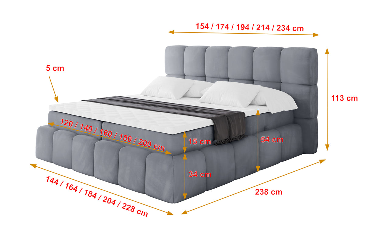 Łóżko boxspring AURI welur